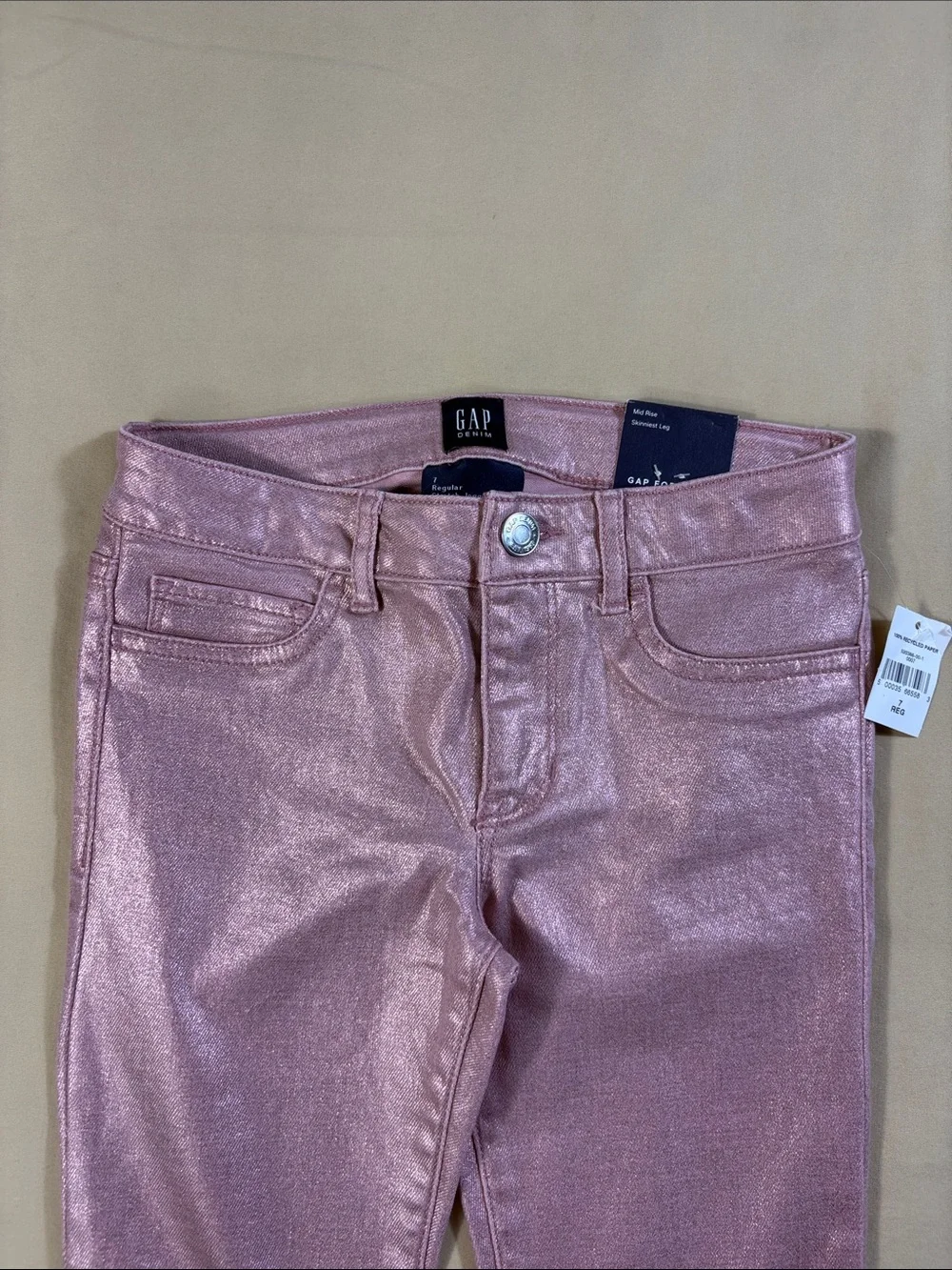 Gap Kids Girls Pink Metallic Coated High Stretch Jegging Size 7 Regular NWT